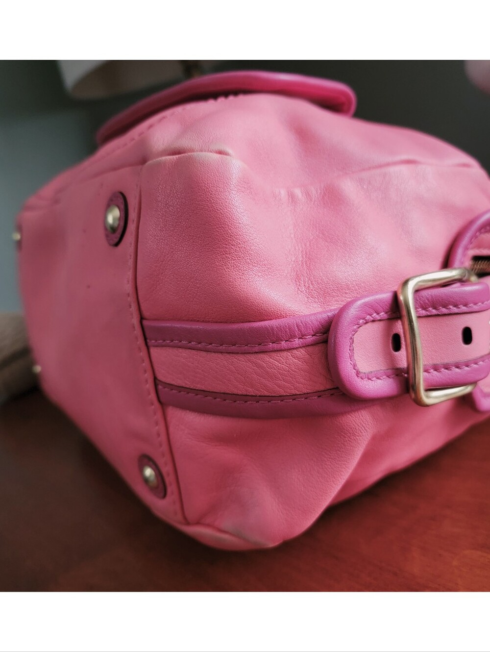 Coach 13382 Bonnie Satchel Pink Colorblock Leather Shoulder Bag Y2K - Picture 8 of 16